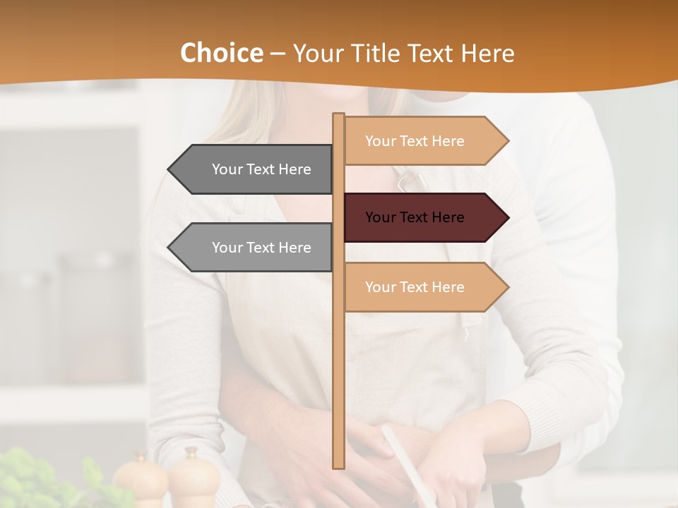 A Man And Woman Cutting Vegetables On A Cutting Board PowerPoint Template