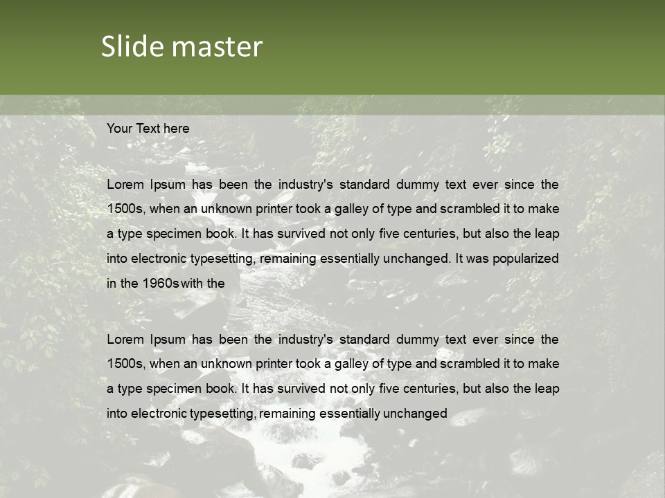Trees Stream Flowing PowerPoint Template