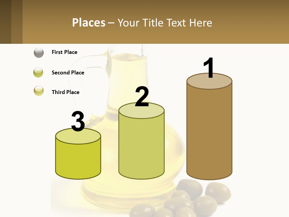 A Bottle Of Olive Oil Next To Some Olives PowerPoint Template