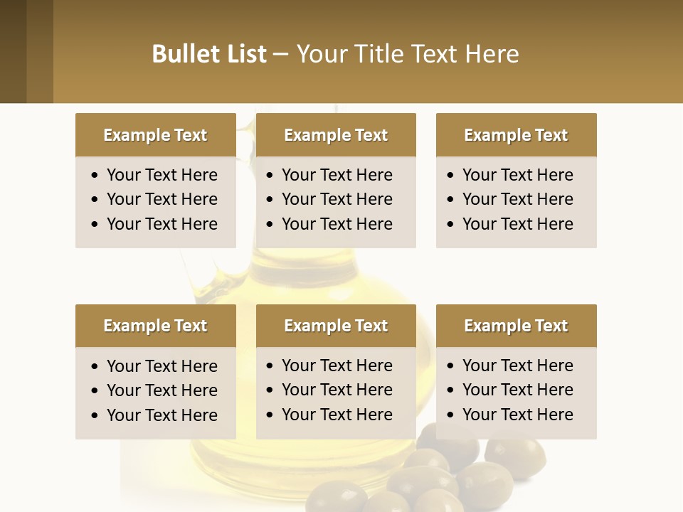 A Bottle Of Olive Oil Next To Some Olives PowerPoint Template