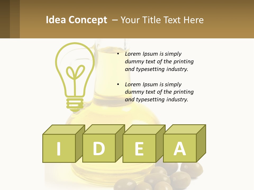 A Bottle Of Olive Oil Next To Some Olives PowerPoint Template