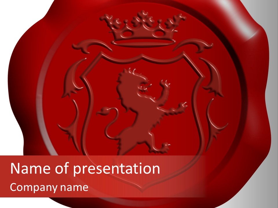 A Red Wax Seal With A Lion On It PowerPoint Template