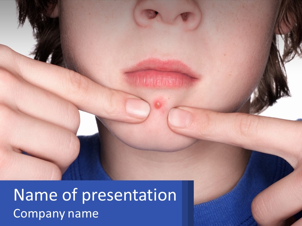 A Young Boy Holding His Finger To His Mouth PowerPoint Template