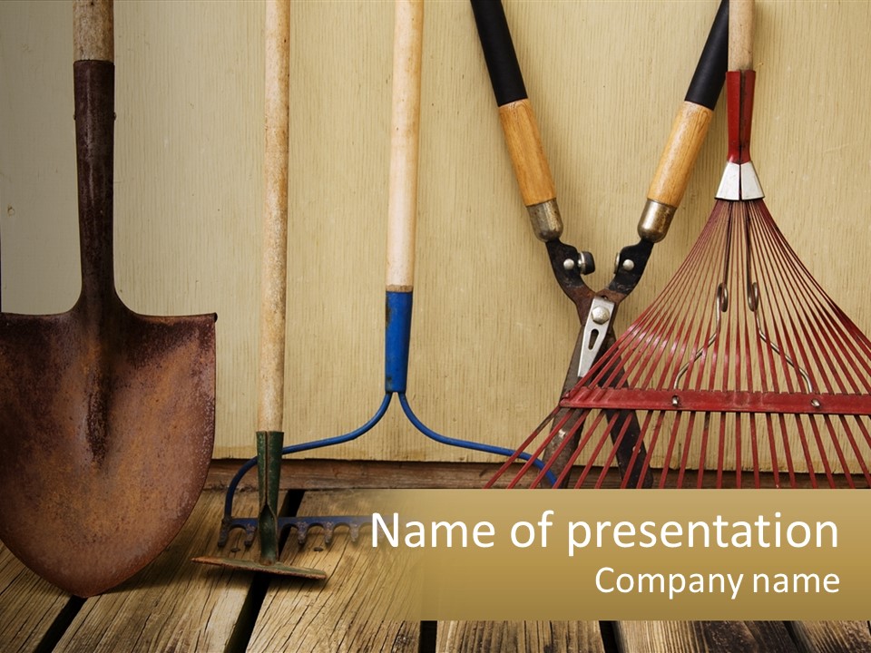 Working Wood Hoe PowerPoint Template