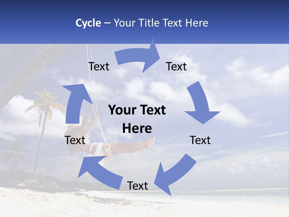 A Woman Swinging On A Rope On The Beach PowerPoint Template