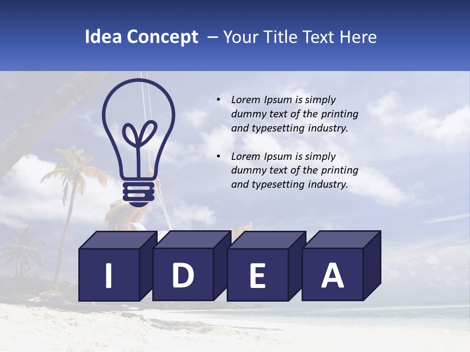 A Woman Swinging On A Rope On The Beach PowerPoint Template