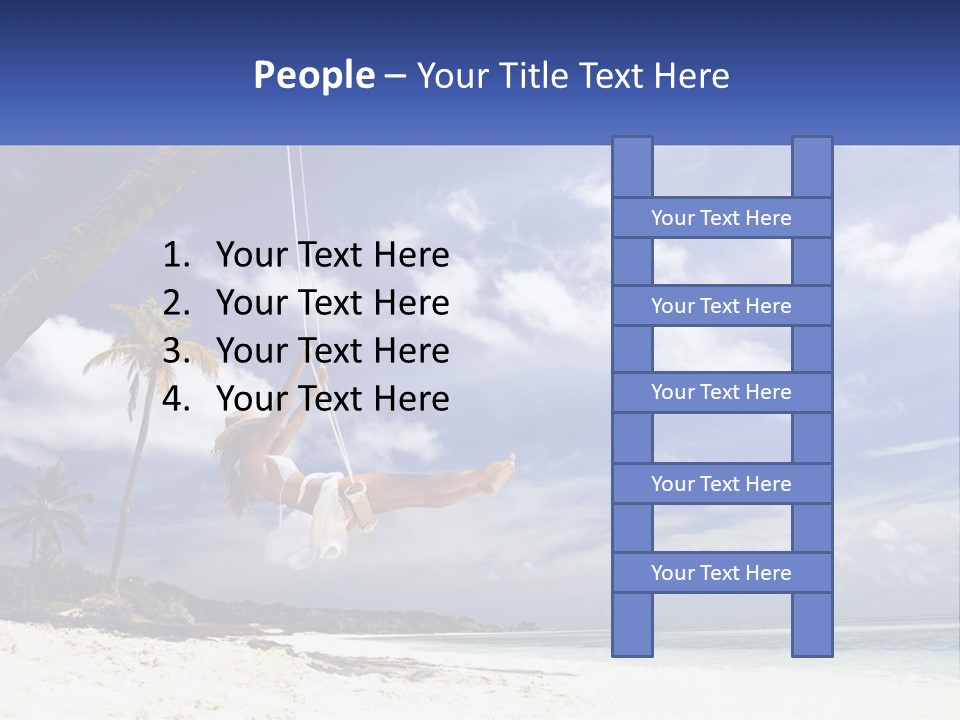 A Woman Swinging On A Rope On The Beach PowerPoint Template