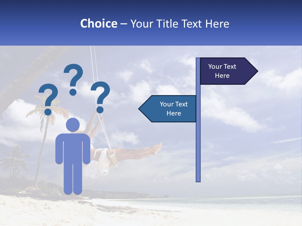 A Woman Swinging On A Rope On The Beach PowerPoint Template