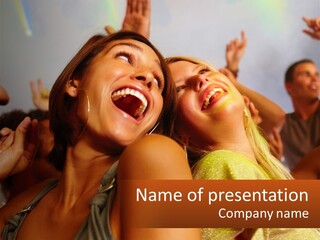 A Group Of People With Their Arms In The Air PowerPoint Template