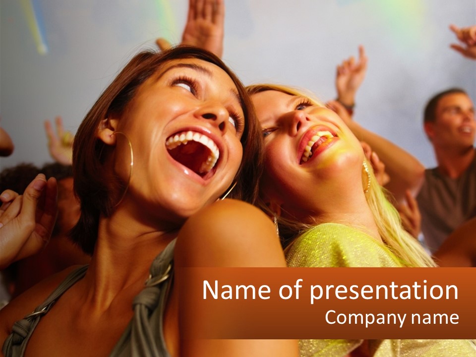 A Group Of People With Their Arms In The Air PowerPoint Template