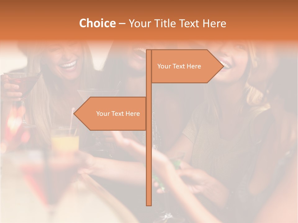 A Group Of Women Sitting At A Table With Drinks PowerPoint Template
