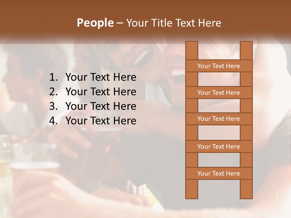 A Group Of People Sitting Around A Table With Beers PowerPoint Template