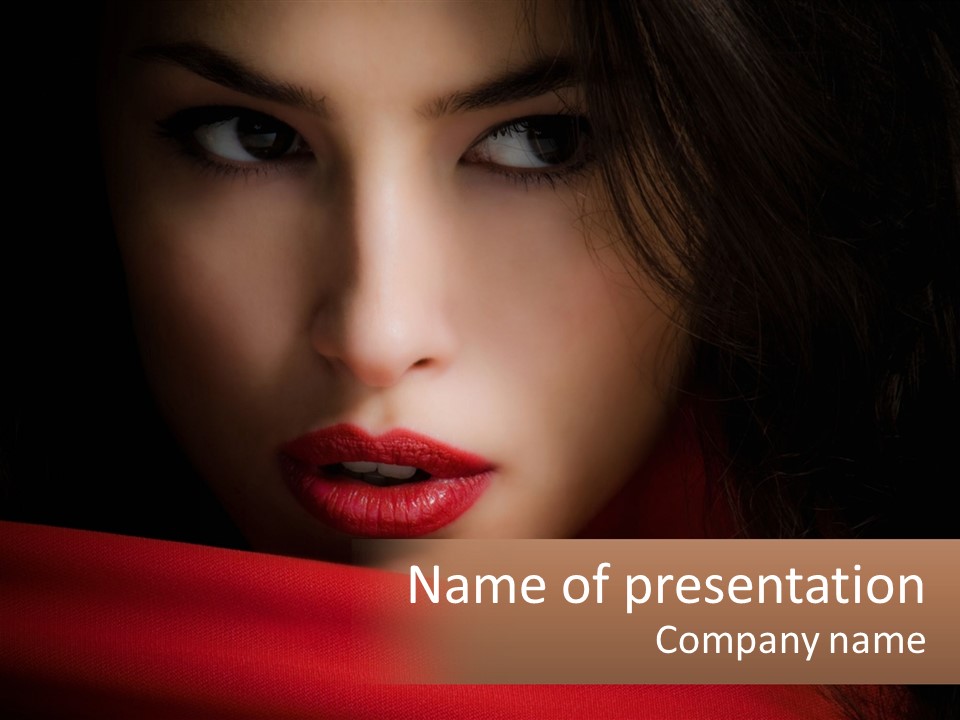 A Woman With A Red Scarf Around Her Neck PowerPoint Template
