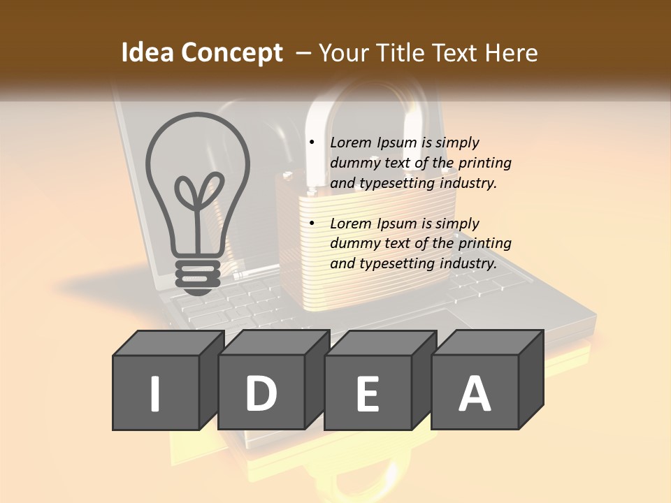 A Laptop With A Padlock On Top Of It PowerPoint Template