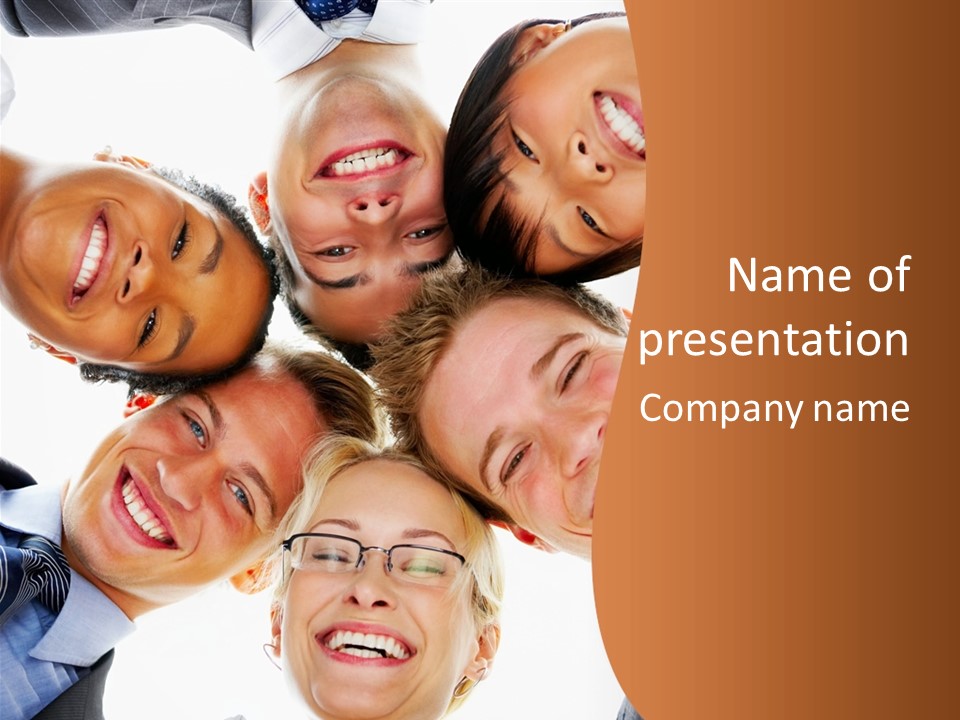 A Group Of People Standing In A Circle With Their Heads Together PowerPoint Template