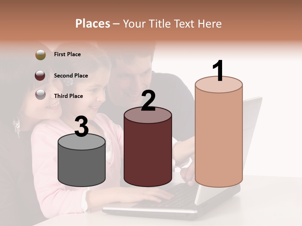 A Man And Two Children Looking At A Laptop Screen PowerPoint Template