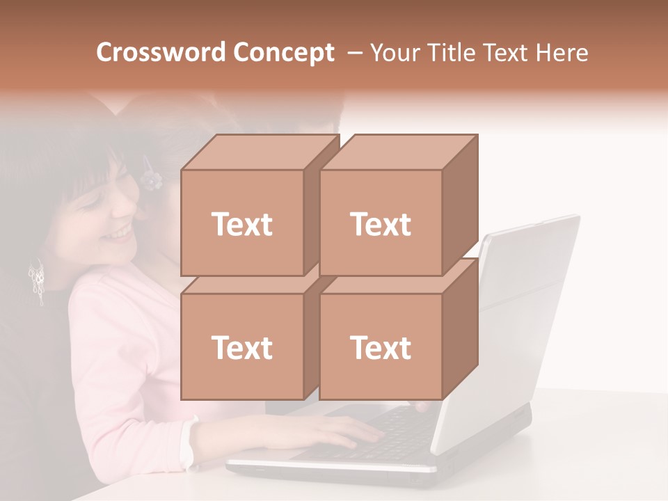 A Man And Two Children Looking At A Laptop Screen PowerPoint Template