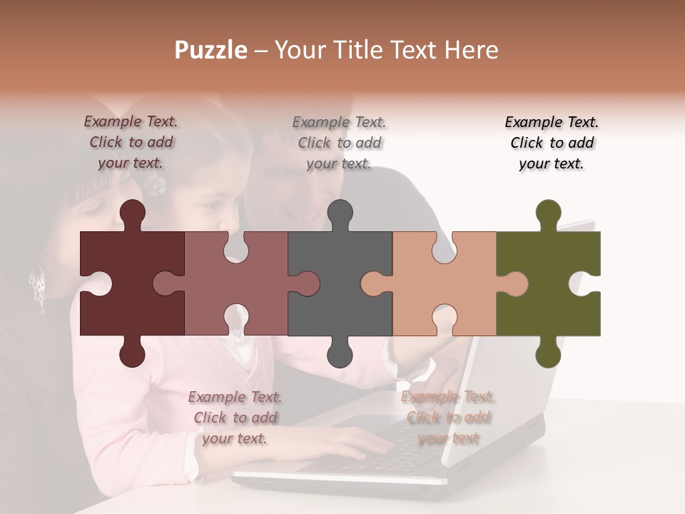 A Man And Two Children Looking At A Laptop Screen PowerPoint Template