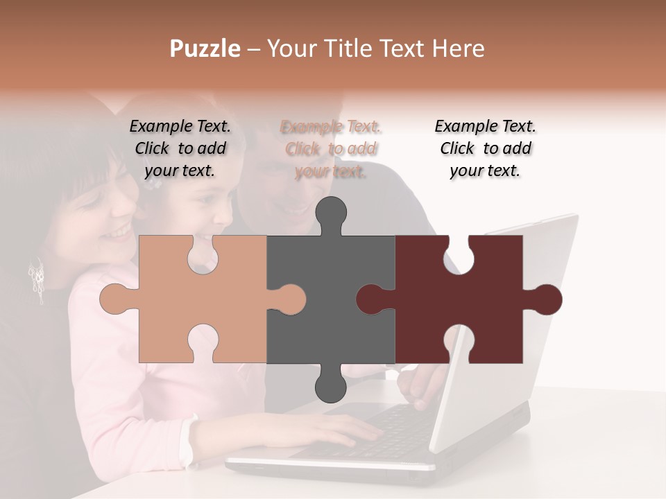 A Man And Two Children Looking At A Laptop Screen PowerPoint Template