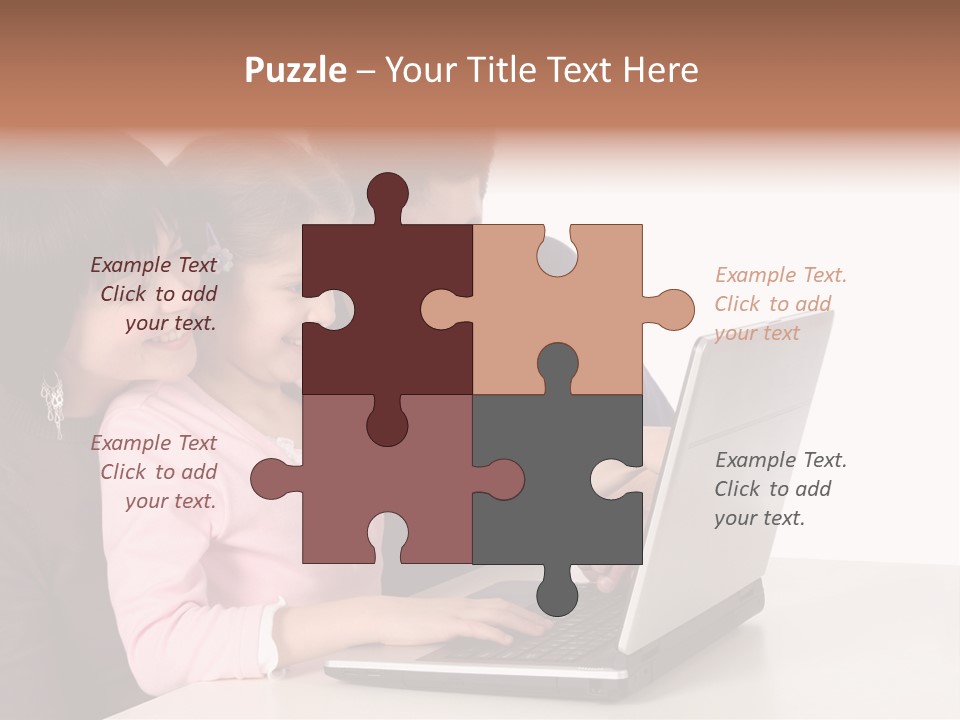 A Man And Two Children Looking At A Laptop Screen PowerPoint Template