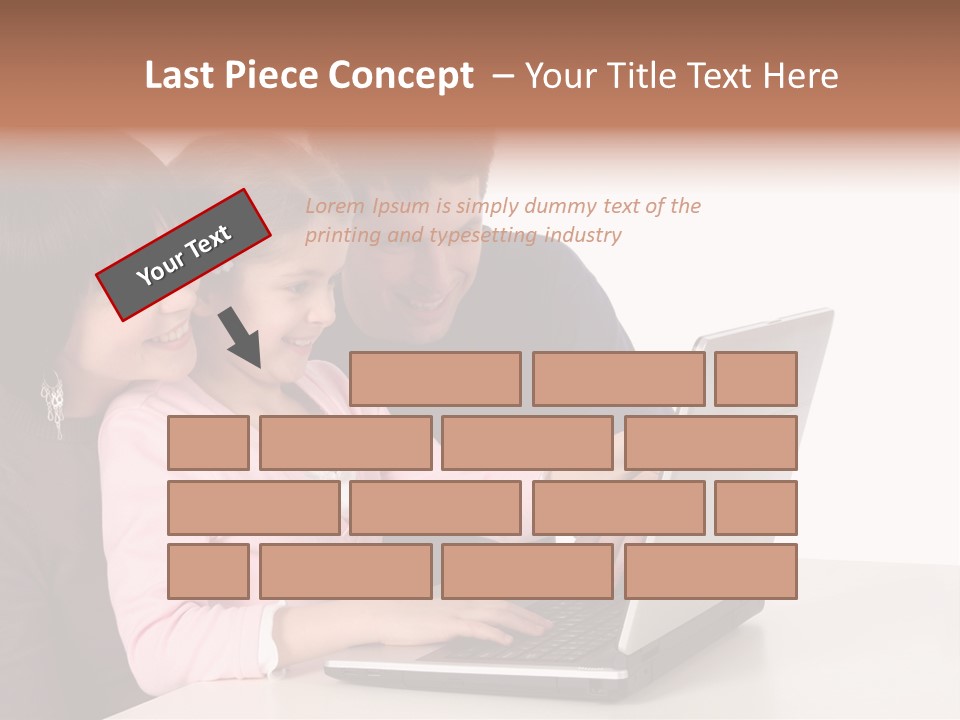 A Man And Two Children Looking At A Laptop Screen PowerPoint Template