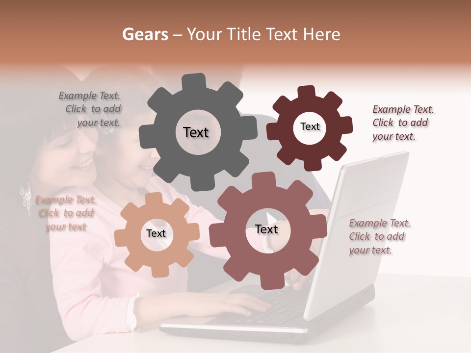 A Man And Two Children Looking At A Laptop Screen PowerPoint Template