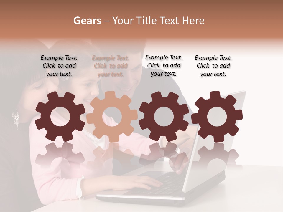 A Man And Two Children Looking At A Laptop Screen PowerPoint Template