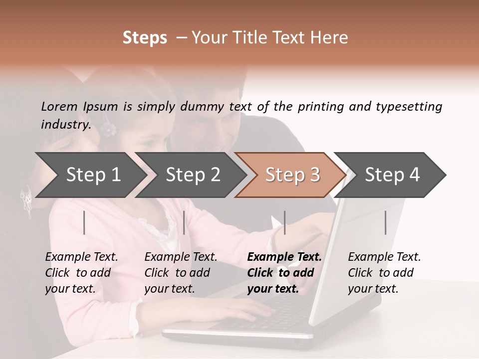 A Man And Two Children Looking At A Laptop Screen PowerPoint Template