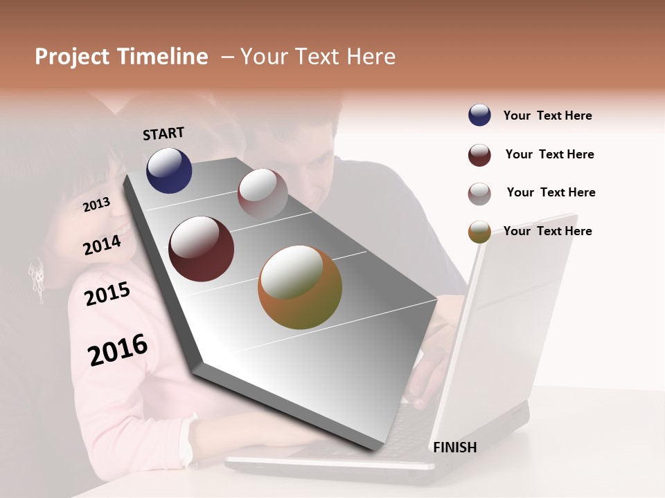 A Man And Two Children Looking At A Laptop Screen PowerPoint Template