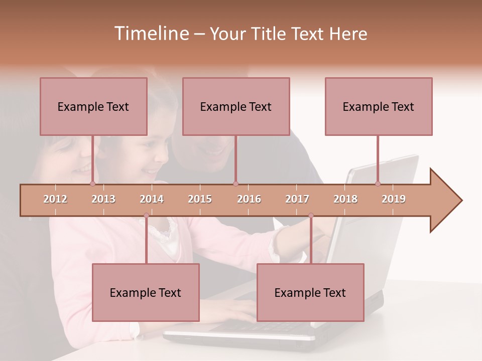 A Man And Two Children Looking At A Laptop Screen PowerPoint Template