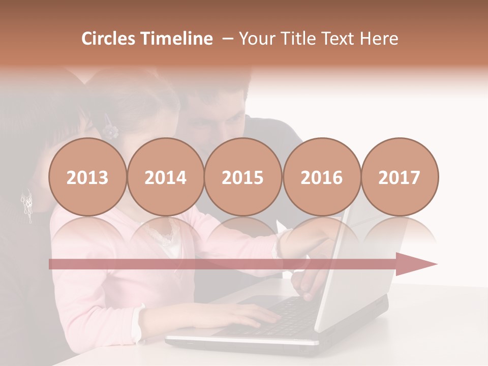 A Man And Two Children Looking At A Laptop Screen PowerPoint Template