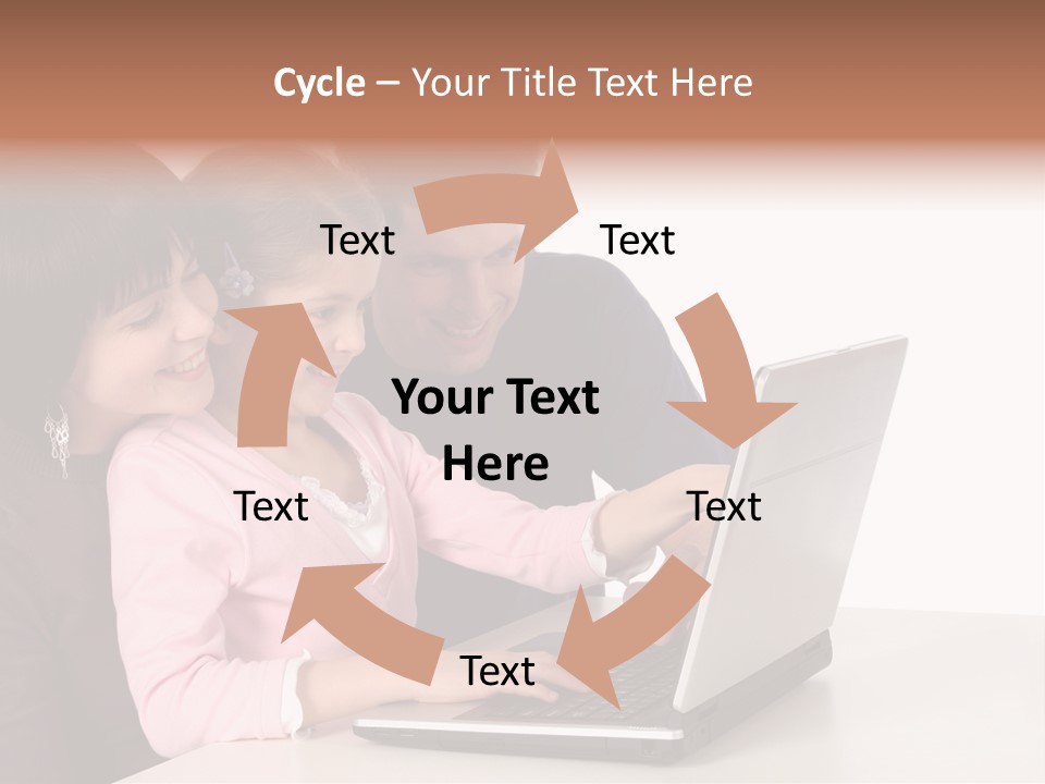 A Man And Two Children Looking At A Laptop Screen PowerPoint Template