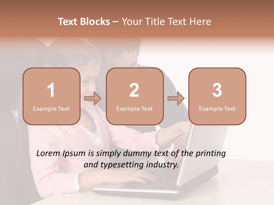 A Man And Two Children Looking At A Laptop Screen PowerPoint Template
