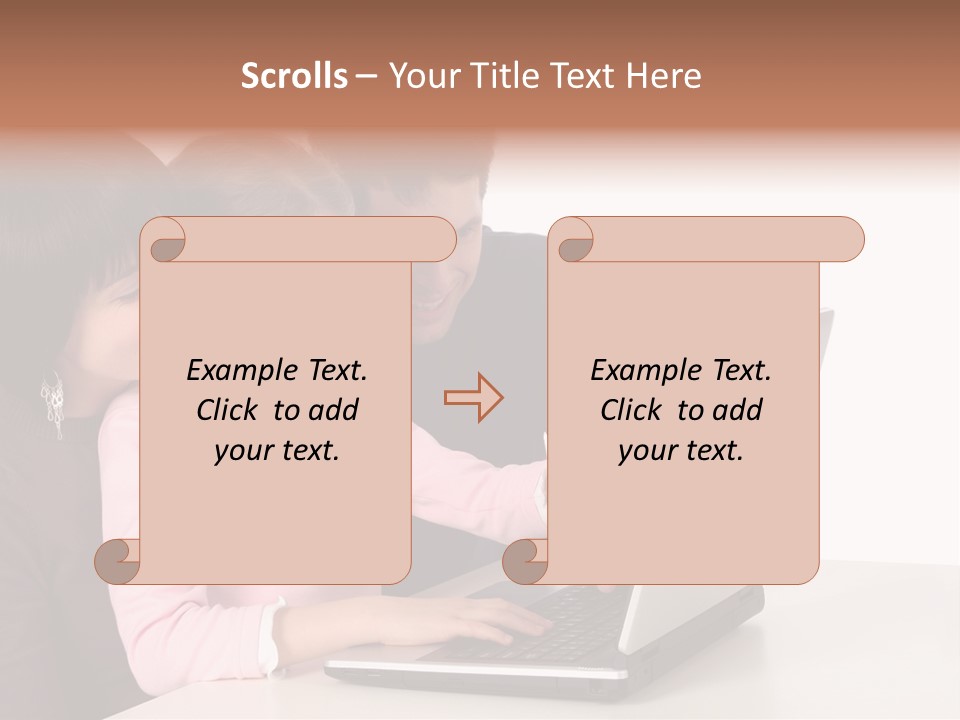 A Man And Two Children Looking At A Laptop Screen PowerPoint Template