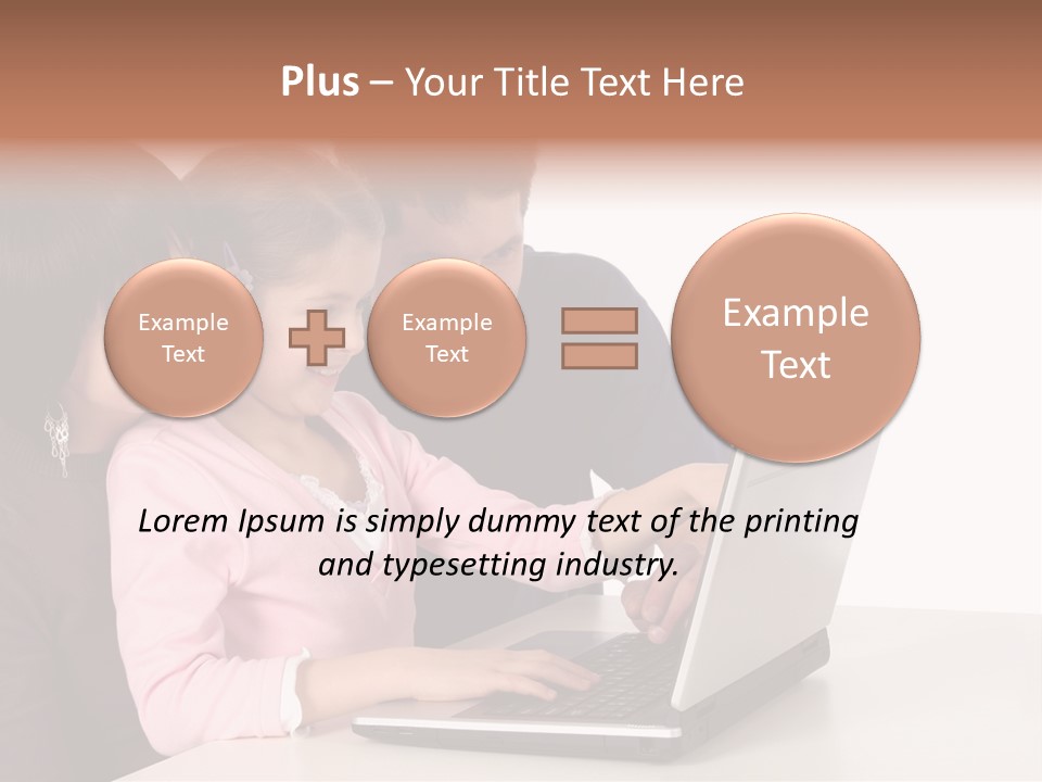 A Man And Two Children Looking At A Laptop Screen PowerPoint Template