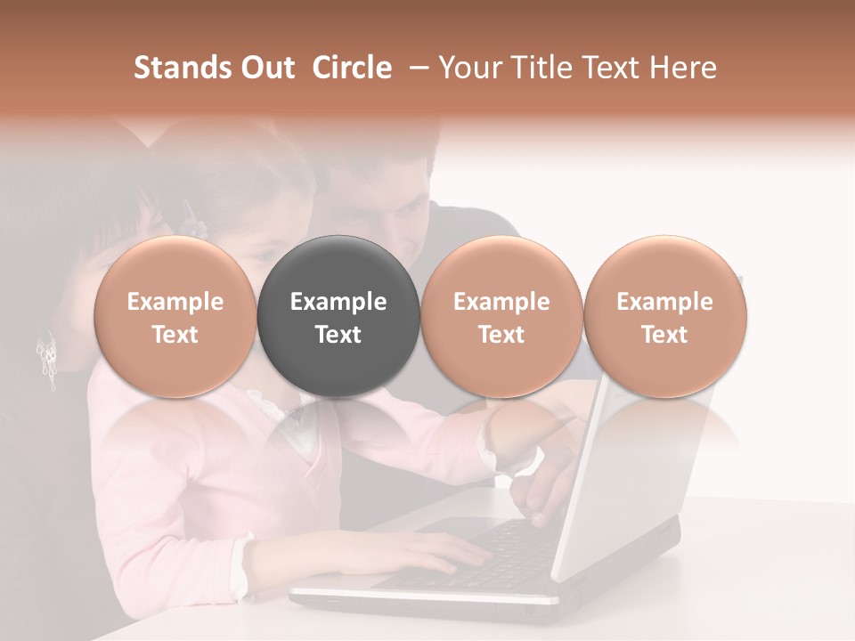 A Man And Two Children Looking At A Laptop Screen PowerPoint Template