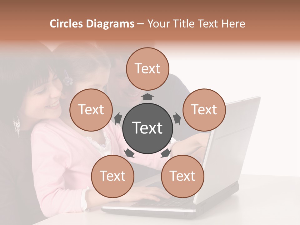 A Man And Two Children Looking At A Laptop Screen PowerPoint Template