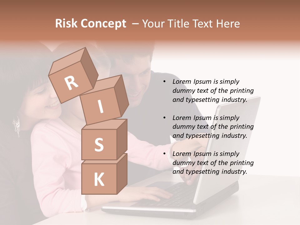 A Man And Two Children Looking At A Laptop Screen PowerPoint Template