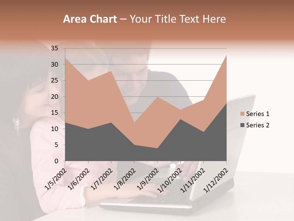 A Man And Two Children Looking At A Laptop Screen PowerPoint Template