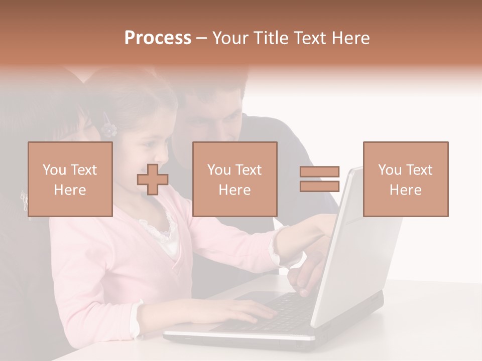 A Man And Two Children Looking At A Laptop Screen PowerPoint Template
