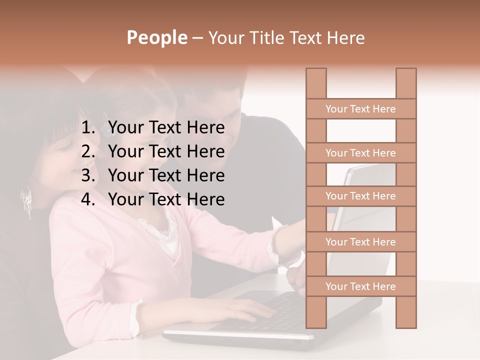 A Man And Two Children Looking At A Laptop Screen PowerPoint Template
