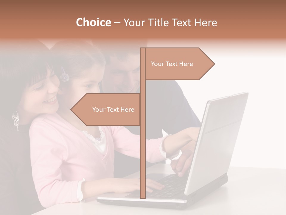 A Man And Two Children Looking At A Laptop Screen PowerPoint Template