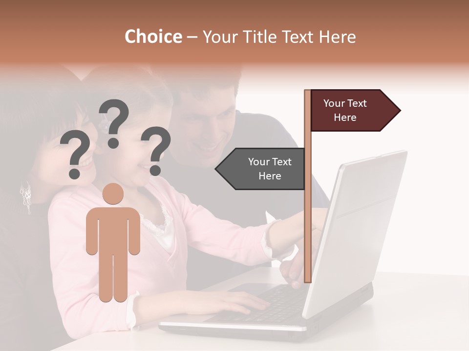 A Man And Two Children Looking At A Laptop Screen PowerPoint Template