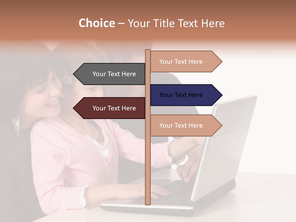A Man And Two Children Looking At A Laptop Screen PowerPoint Template