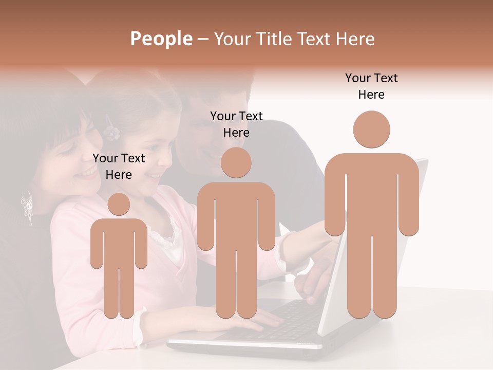 A Man And Two Children Looking At A Laptop Screen PowerPoint Template