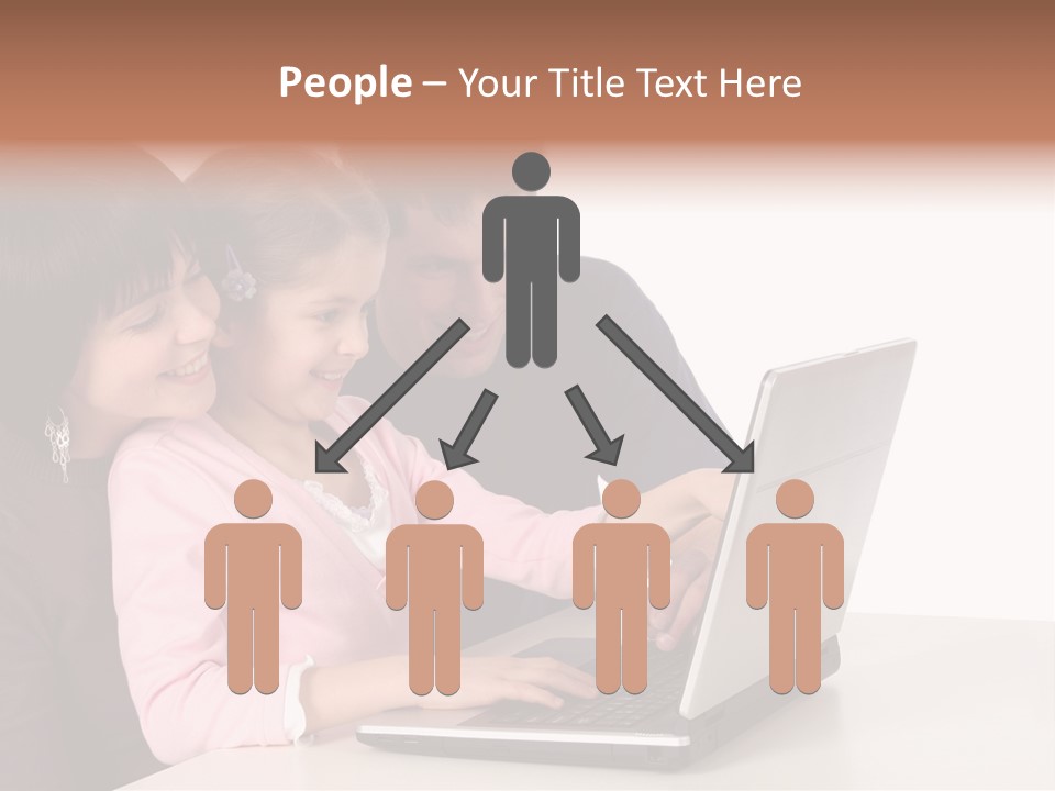 A Man And Two Children Looking At A Laptop Screen PowerPoint Template