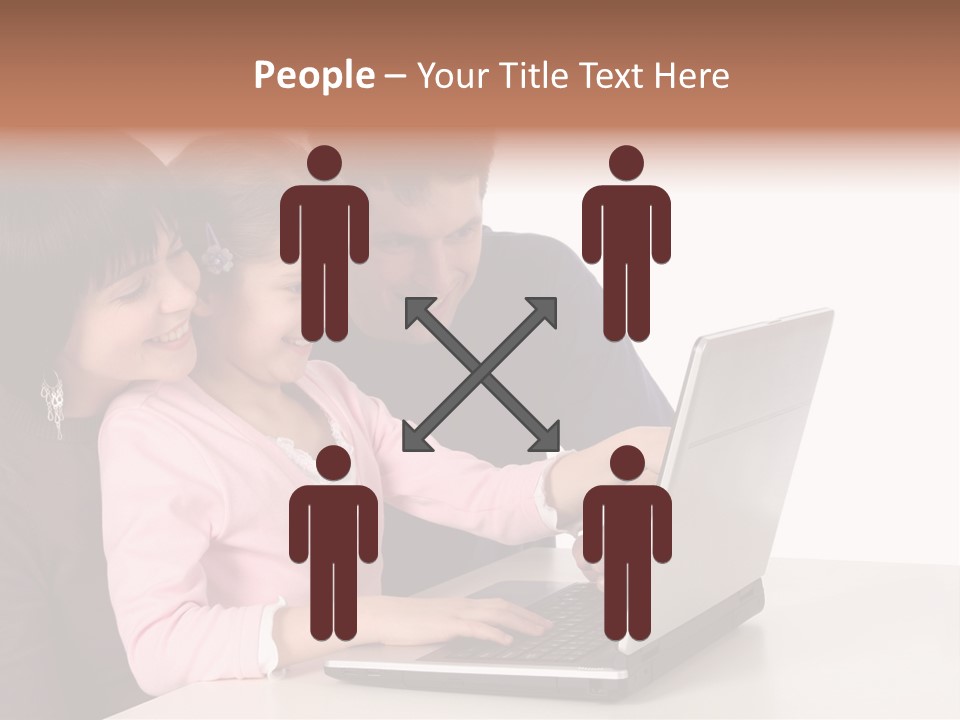 A Man And Two Children Looking At A Laptop Screen PowerPoint Template