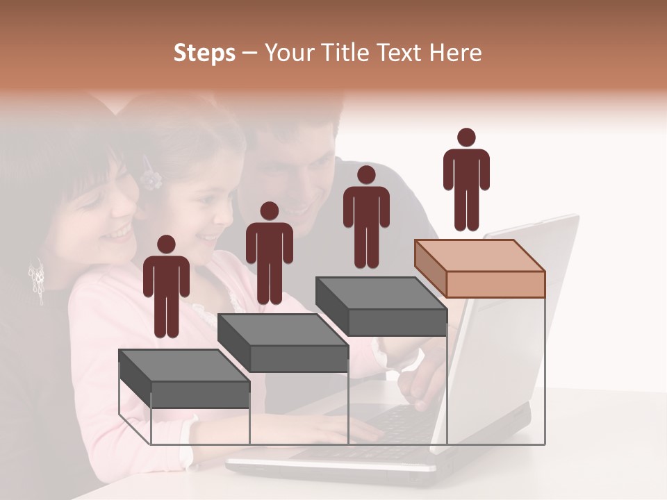 A Man And Two Children Looking At A Laptop Screen PowerPoint Template