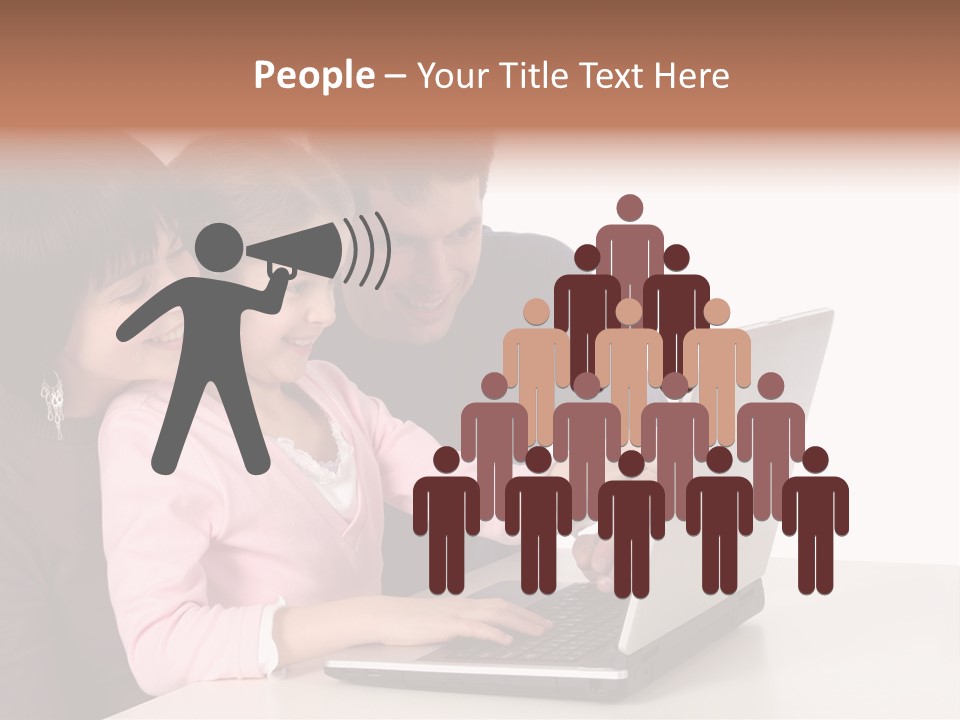 A Man And Two Children Looking At A Laptop Screen PowerPoint Template