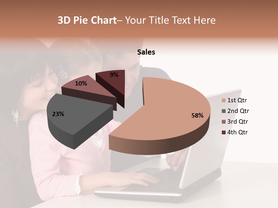 A Man And Two Children Looking At A Laptop Screen PowerPoint Template